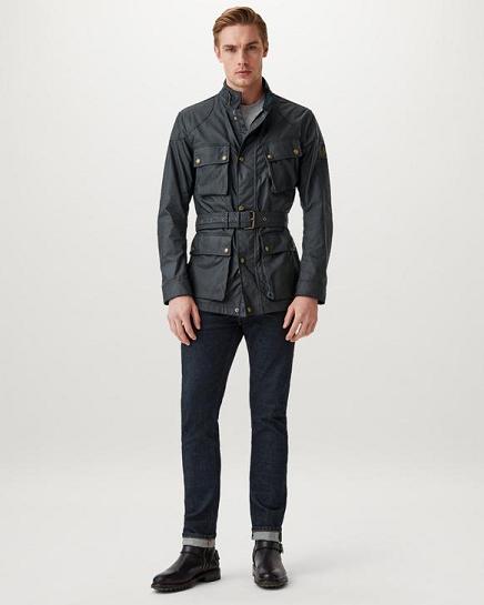 Veste Cirée Belstaff Homme Trialmaster Bleu Foncé Marine Coton France AB5462807